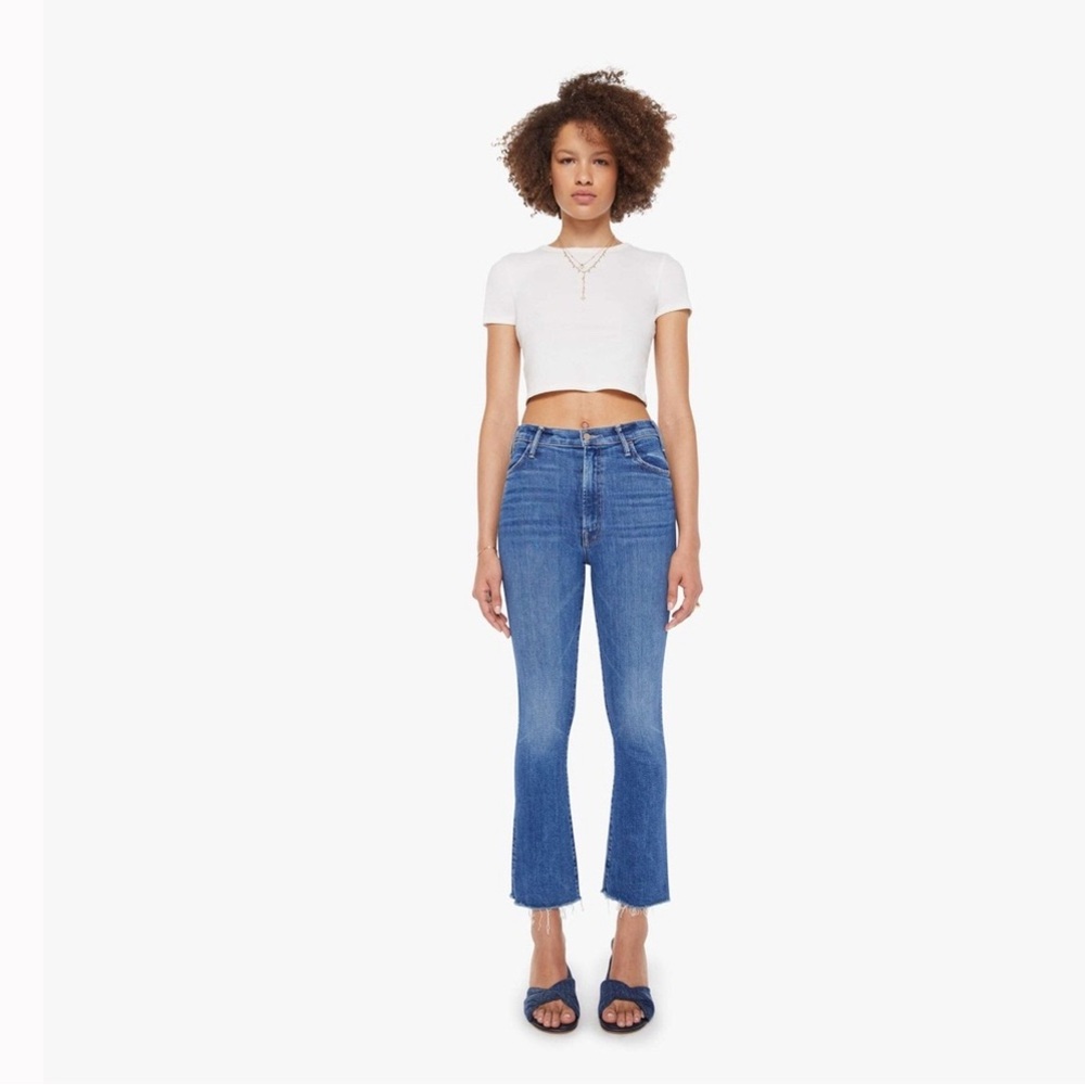 MOTHER Hustler Ankle Fray Full Length‎ Size 25 Denim Jeans Blue Distressed